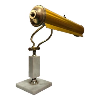 Vintage Brass Piano Lamp With Marble Base For Sale