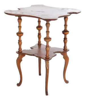 Antique Carved Mahogany Painter’s Palette Parlor Table With Carved Scrolls C1890
