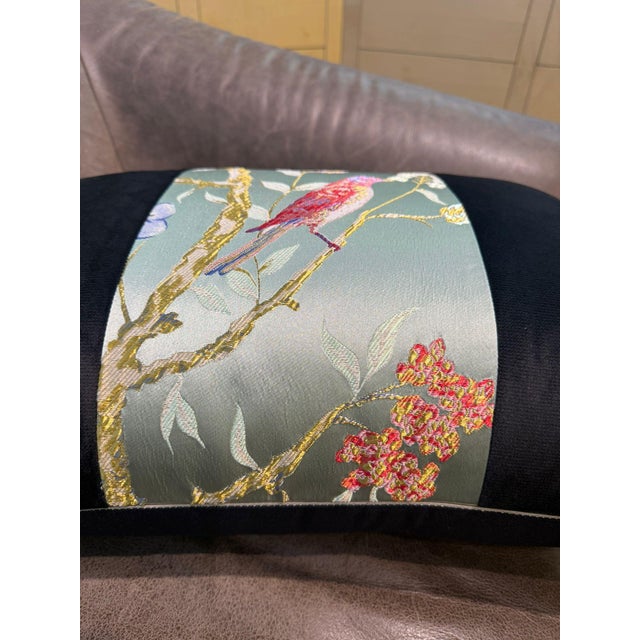 Handmade Black Velvet Satin Cushion Cover For Sale In Los Angeles - Image 6 of 11
