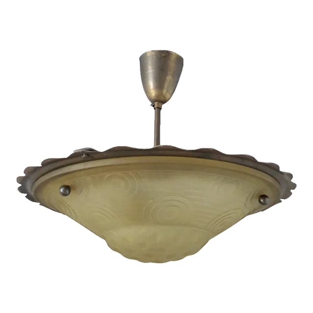 Art Deco Glass Ceiling Lamp, 1930s For Sale