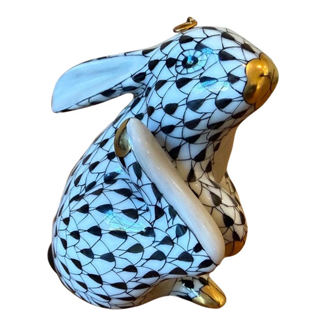 Herend Fishnet "Scratching" Bunny 1st Edition Ornament For Sale