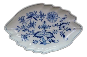 Antique German Meissen Blue Onion Scalloped Leaf Serving Plate Platter Dish 10"