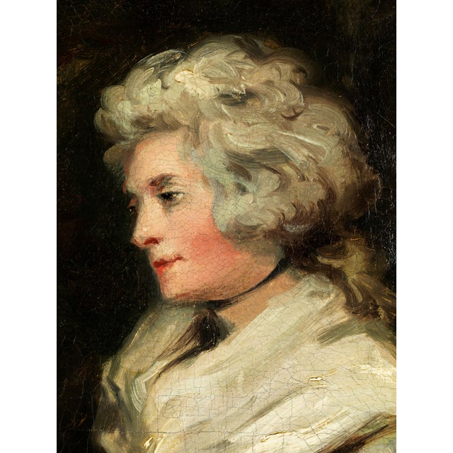 After John Hoppner, Portrait of a Lady, 1800s, Oil on Canvas For Sale - Image 5 of 8
