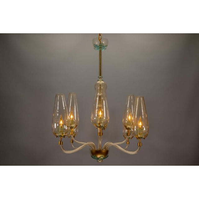 Italian Murano Glass Eight-Light Chandelier with Golden Accents, 1970s For Sale - Image 12 of 18
