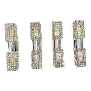 Glass and Chrome-Plated Steel Wall Lamps from Targetti, 1970s, Set of 4 For Sale