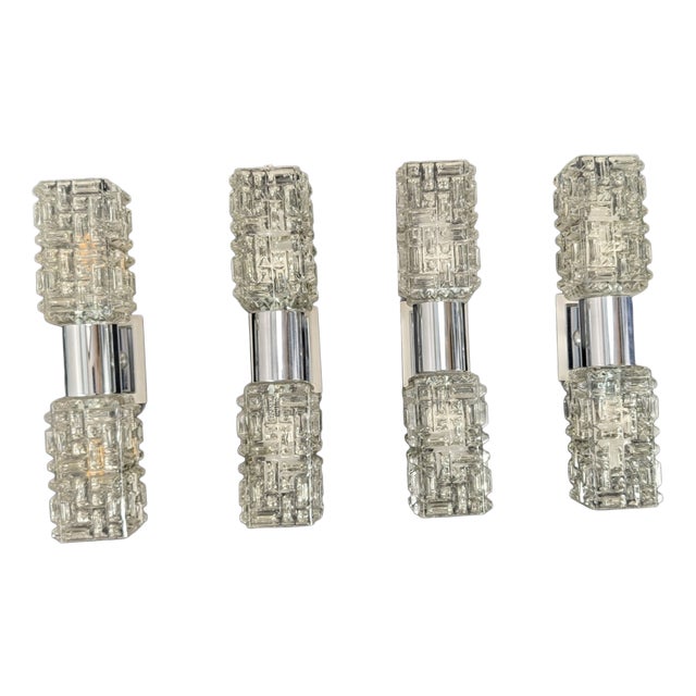 Glass and Chrome-Plated Steel Wall Lamps from Targetti, 1970s, Set of 4 For Sale