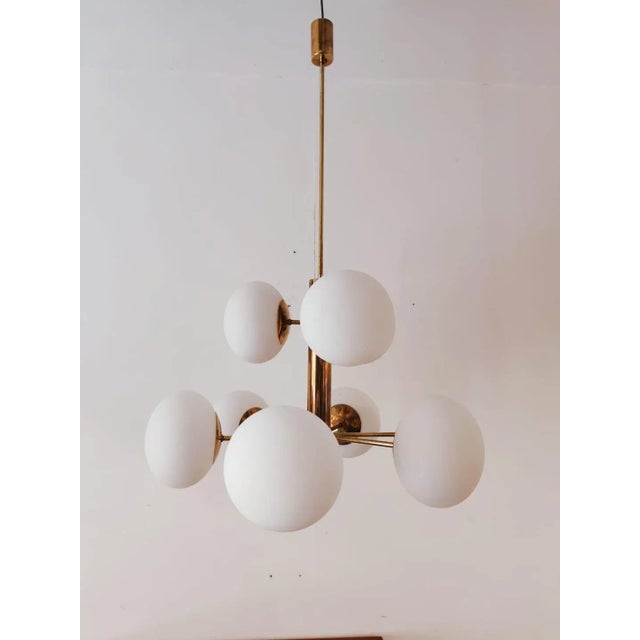 Brass Sputnik 9-Light Ceiling Lamp For Sale - Image 4 of 18
