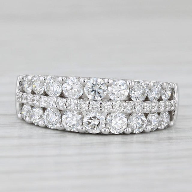 2010s 1.31ctw Diamond Ring 14k White Gold Size 8 Wedding Anniversary Band For Sale - Image 5 of 8