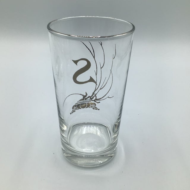 Dorothy Thorpe Dorothy Thorpe Style Platinum Rim Botanical “S” Initial Cocktail Glasses-Set of 8 For Sale - Image 4 of 12