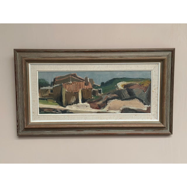 Original Swedish Oil on Canvas – Gideon Isaksson – “Portuguese river” – Signed – 24 × 60 cm (9.4" × 23.6") A painted work...