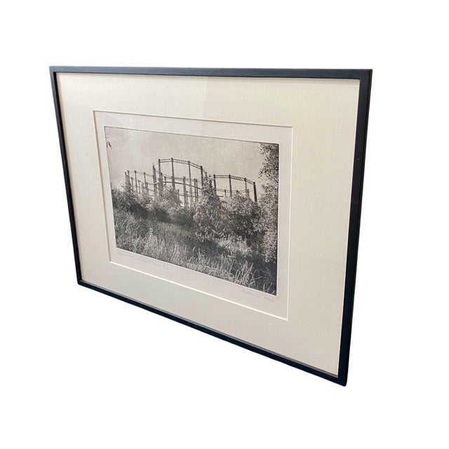 Industrial Barbara Webb, Gasometers, Kings Cross, Limited Edition Etching, 1990s, Framed For Sale - Image 3 of 11