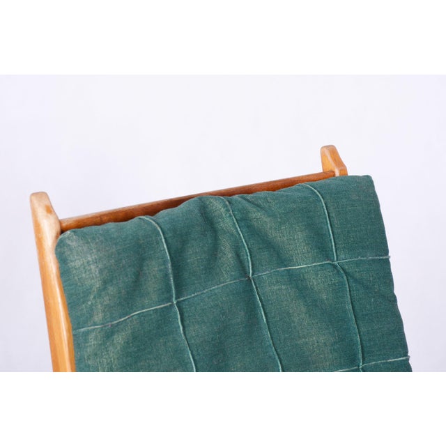 Brown Oak Armchair attributed to Jan Vanek, Czechia, 1950s For Sale - Image 8 of 9