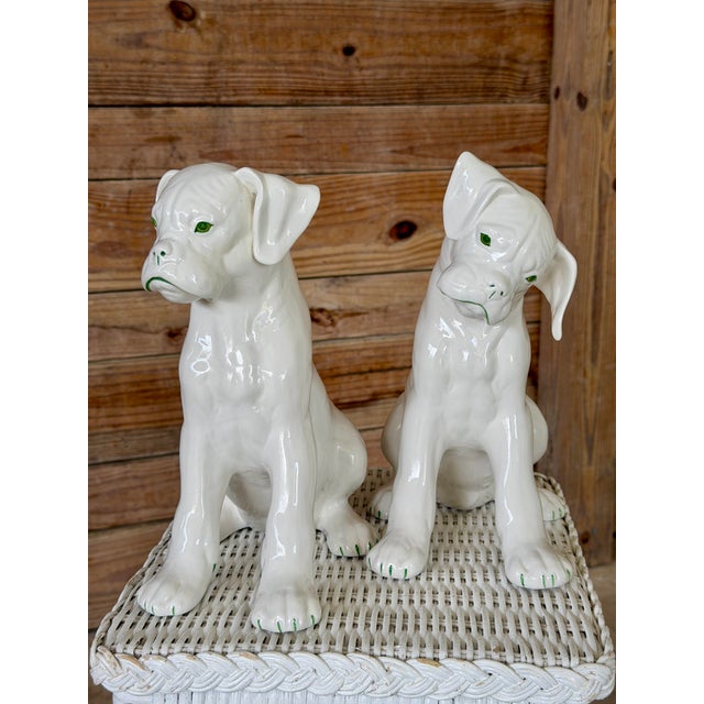 Pair of Mid-Century Italian Ronzan Ceramic Boxer Puppy Figures For Sale In Naples, FL - Image 6 of 12