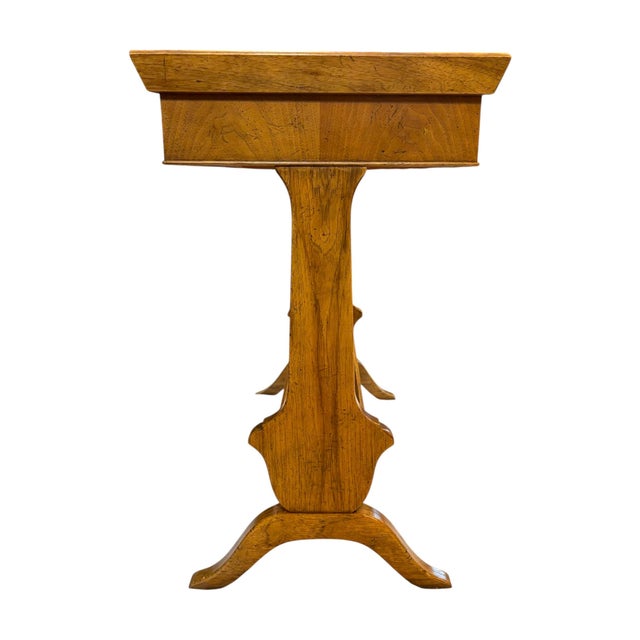 Baker Furniture Company 1950s Baker Furniture Maple and Burled Walnut Side Table Console Table For Sale - Image 4 of 8