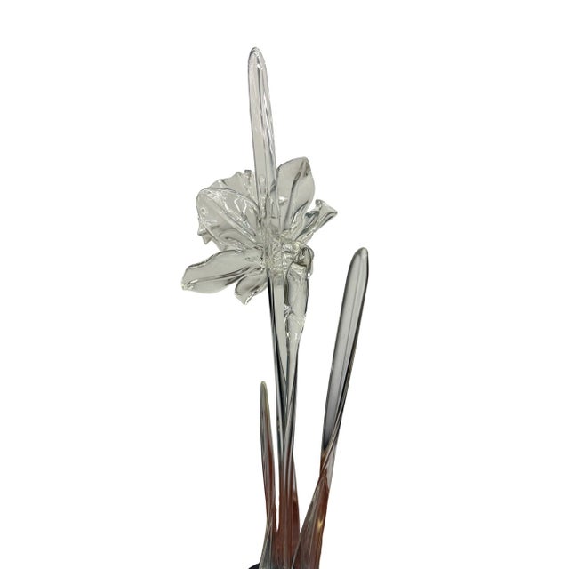 Late 20th Century Hans Frabel Glass Daffodil Sculpture on Stand For Sale - Image 9 of 9