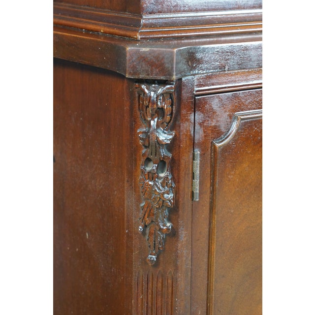 Mid Century Sheraton Style Mahogany Bow Front China Curio Display Cabinet 82" For Sale - Image 11 of 18