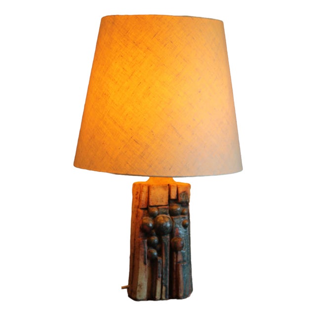 Brutalist Ceramic Table Lamp by Bernard Rooke, 1970s For Sale