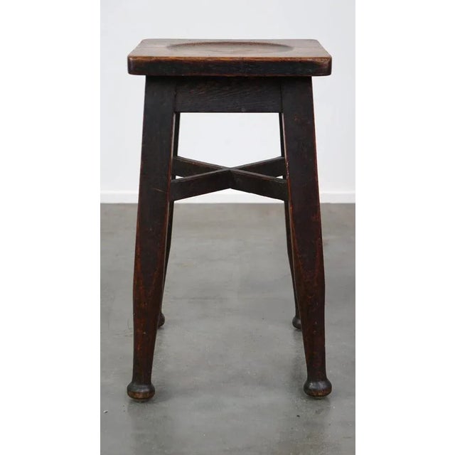 Antique English Oak Stool For Sale - Image 6 of 9