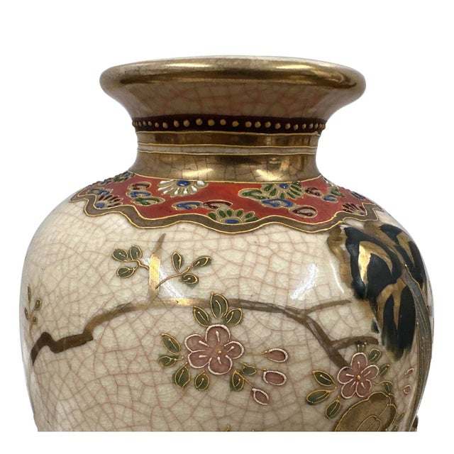 Cream Antique Japanese Meiji Period Satsuma Earthenware Vase For Sale - Image 8 of 18