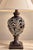 Vintage Transitional Pierced Acanthus Urn Table Lamp With Natural Linen Shade For Sale - Image 4 of 6