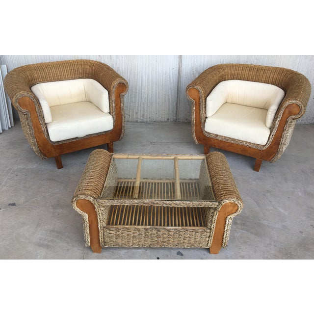 Mid 20th Century Rattan and Wood Coffee Table For Sale - Image 18 of 18