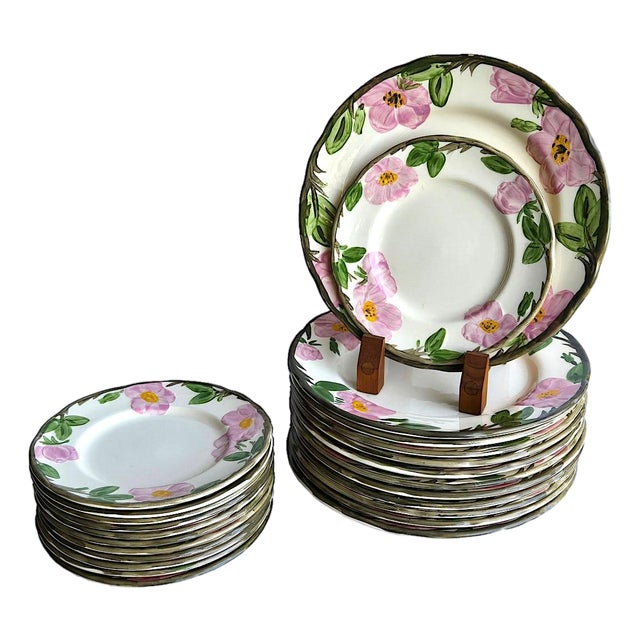 Vintage Franciscan Desert Rose Dinner and Salad Plates Made in England, 24 Pieces For Sale