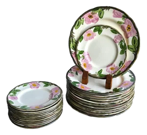 Vintage Franciscan Desert Rose Dinner and Salad Plates Made in England, 24 Pieces