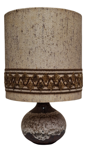 Vintage Fat Lava Ceramic Table Lamp with Fabric Shade from Pan, 1970s