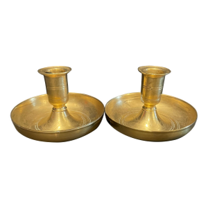 Virginia Metalcrafters for Colonial Williamsburg Brass Brighton Bun Campaign Candlesticks
