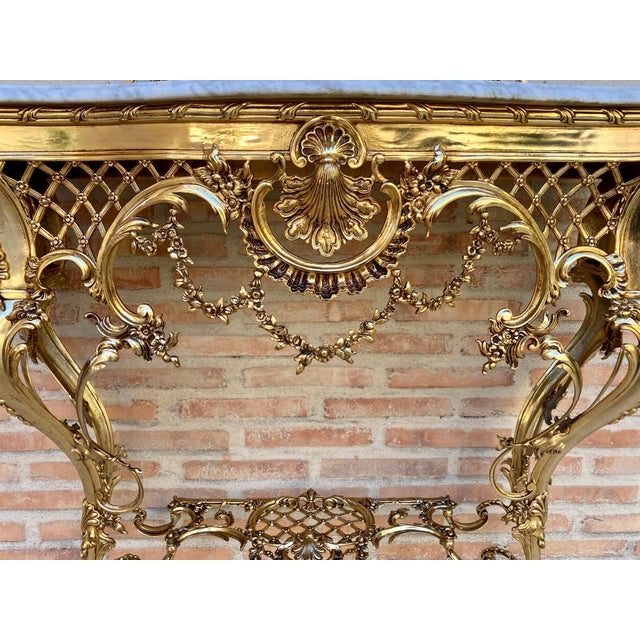 Mid-Century Italian Gilt Bronze Console with Marble Top, circa 1960 For Sale - Image 10 of 14