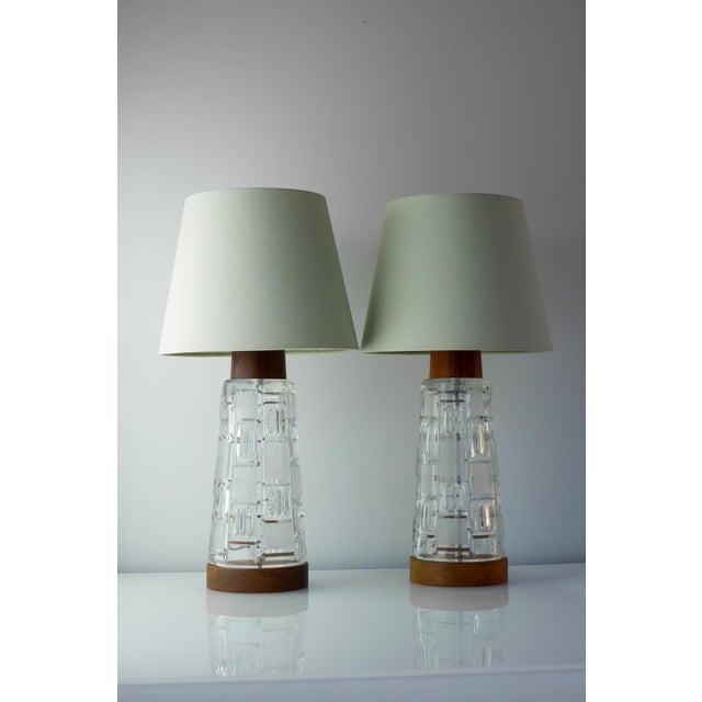 Mid-Century Modern Scandinavian Teak and Glass Table Lamps, Set of 2 For Sale - Image 11 of 17
