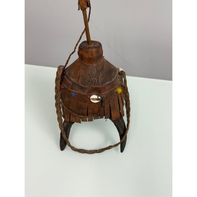 African Handcrafted Nubian/Egyptian Leather Kohl Eyeliner Jar With Cowrie Shells For Sale - Image 3 of 12