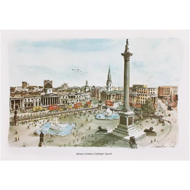 1970s 1978 After Bernard Smith "Nelsons Column in Trafalgar Square", Neoclassical Vintage Print For Sale - Image 5 of 6