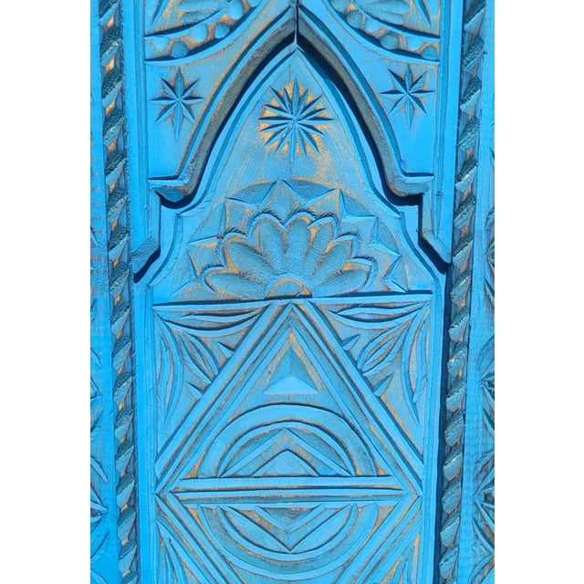 Blue Wash Handmade Moroccan Berber‑Style Wooden Sideboard For Sale - Image 9 of 9