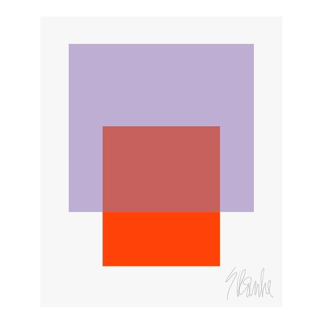 The Interaction of Brilliant Lavender and Orange Fine Art Print 25" X 30" by Liz Roache For Sale