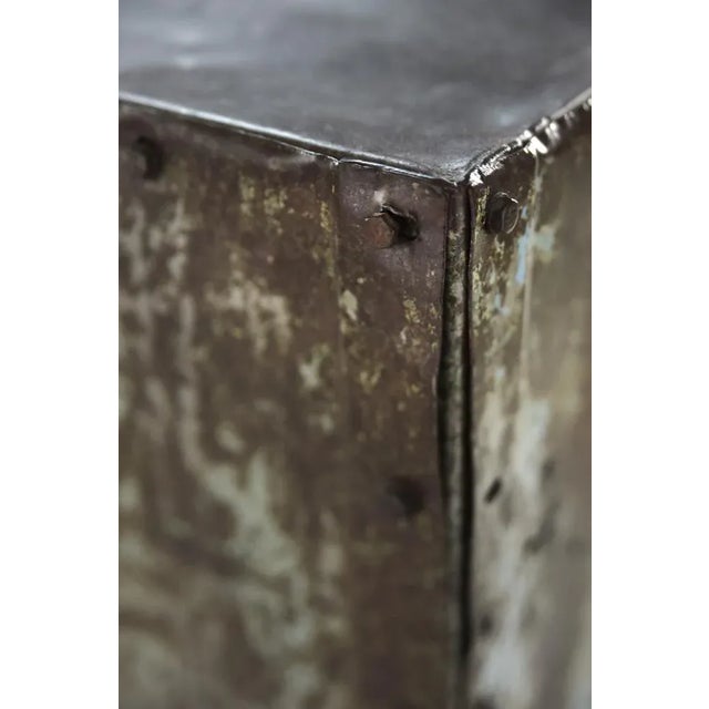 Gray Vintage Raw Industrial Metal Factory Cabinet with Shelves, 1950s For Sale - Image 8 of 18