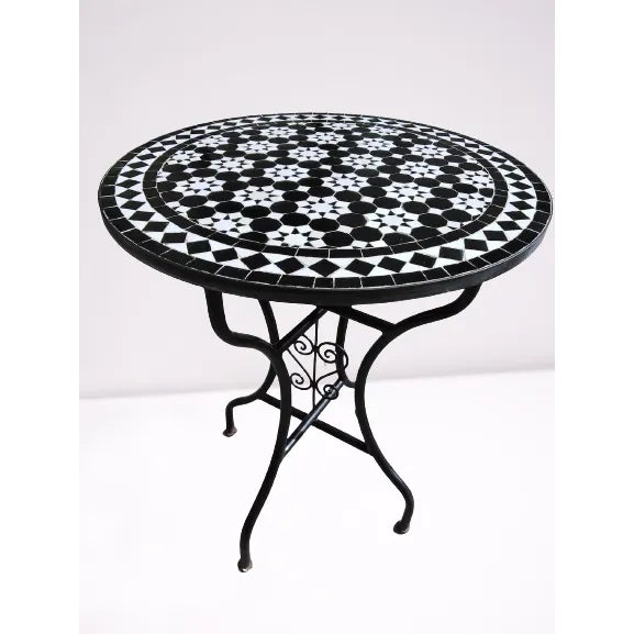 Chebka' Contemporary Round Iron Table With Mosaic Artwork For Sale - Image 4 of 7