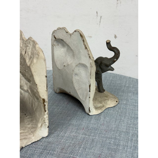 Metal Vintage Cast Metal Elephant Bookends, Pair For Sale - Image 7 of 12