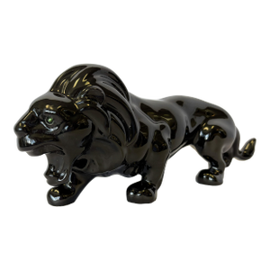 Vintage Ceramic Lion With Green Glass Eyes