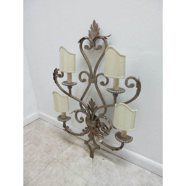 1990s Fine Art Lamps French Regency Wrought Iron Acanthus Leaf Wall Sconce Lamp B For Sale - Image 4 of 11