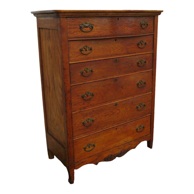 Solid Oak Early 1900s Tall Large Chest Of Drawers Chairish
