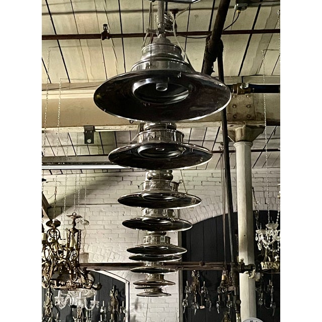 Vintage Ceiling Fixture Mid Century Modern Style Nickel Plated For Sale In New York - Image 6 of 6