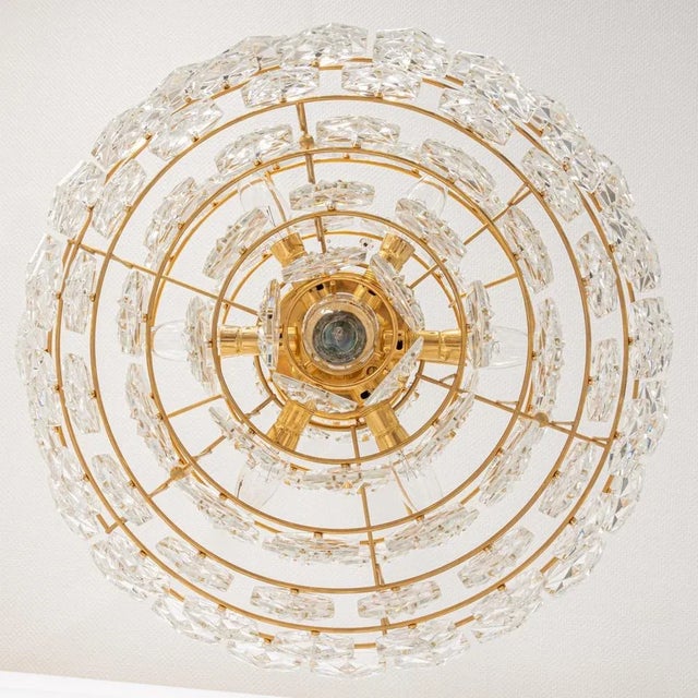 Huge Brass and Crystal Glass Chandelier by Kinkeldey, Germany, 1970s For Sale - Image 12 of 16