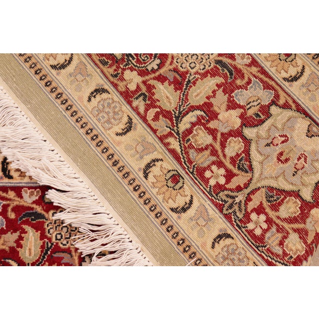 Textile Shabby Chic 1990's Pak-Persian Green/Red Wool Rug - 6'1'' X 9'0'' For Sale - Image 7 of 9