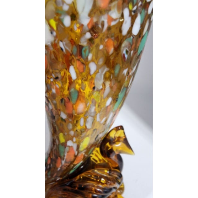 Glass Vintage Murano Amber Glass 'End of Day' Turkey Cornucopia Vase For Sale - Image 7 of 13