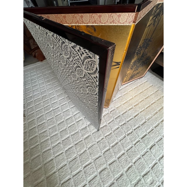 Late 20th Century Traditional Style Japanese Byobu Folding Wall Screen - Signed For Sale - Image 4 of 8