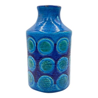 1960s Aldo Londi for Bitossi Rimini Blu Circle-Motif Ceramic Vase For Sale