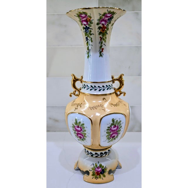 Showcase timeless Dresden porcelain craftsmanship with this antique Richard Klemm vase, beautifully hand-painted with lush...