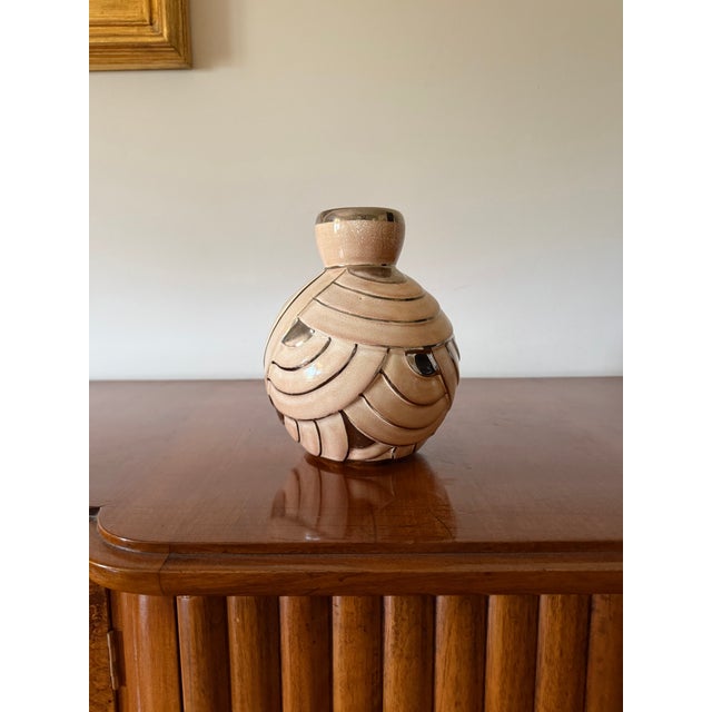 Art Deco Pink & Silver Ceramic Vase, Italy 1930s For Sale - Image 12 of 12