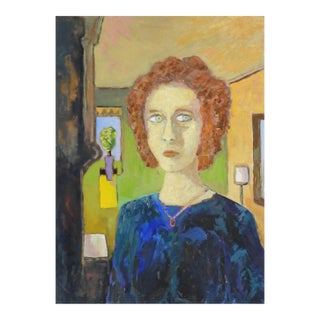 Contemporary Expressionist Portrait Painting of Redheaded Woman For Sale